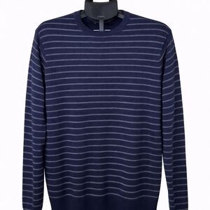 Peter Millar Navy and Gray Striped Crewneck Sweater